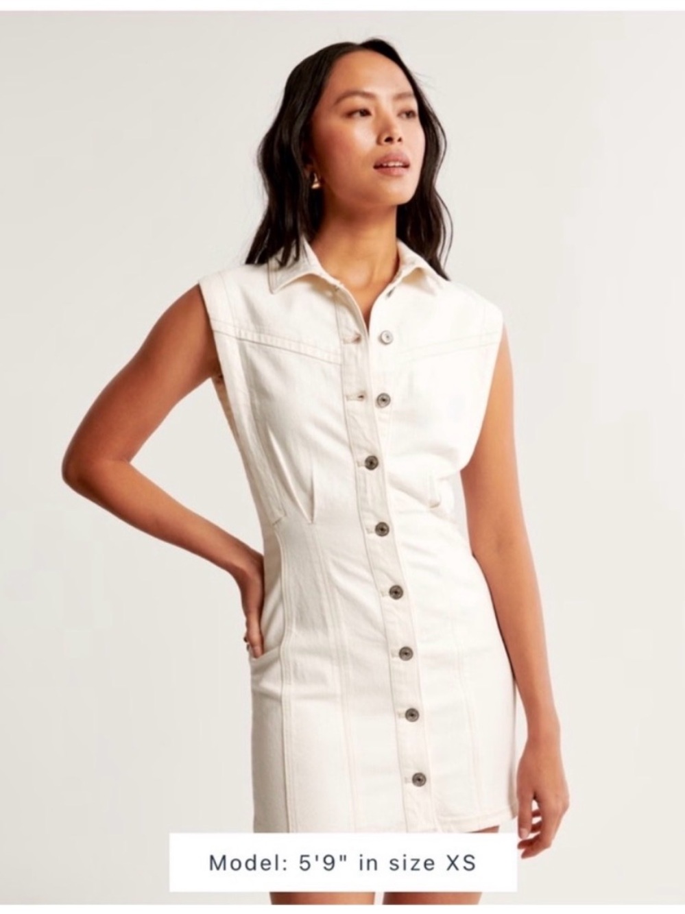 Abercrombie Sleeveless White Button-Front Shirt Dress